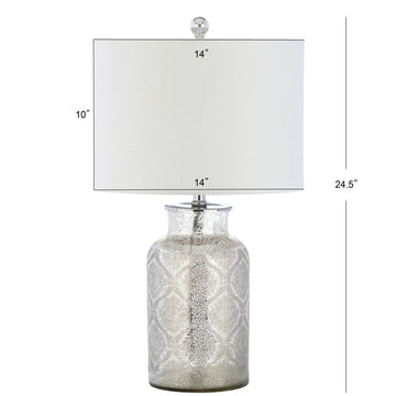 Emilia 24.5" Trellis Pattern Glass LED Table Lamp - JONATHAN Y